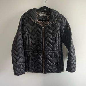 Michael Kors black packable down coat large